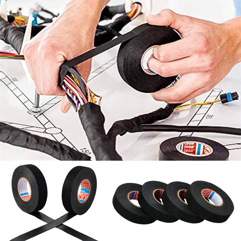 ZZJMCH 2 Rolls Black Wire Harness Cloth Tape, Speaker Wiring Harness Cloth Tape, for Automobile Electrical Wire harnessing Noise Dampening Heat Proof (Width: 15mm, Length: 50Ft) - Image 4
